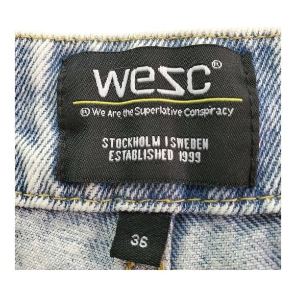 NWT WESC SZ 36 (Run large) Denim Carpenter Shorts Light Wash 100% Cotton Relaxed - Picture 2 of 8